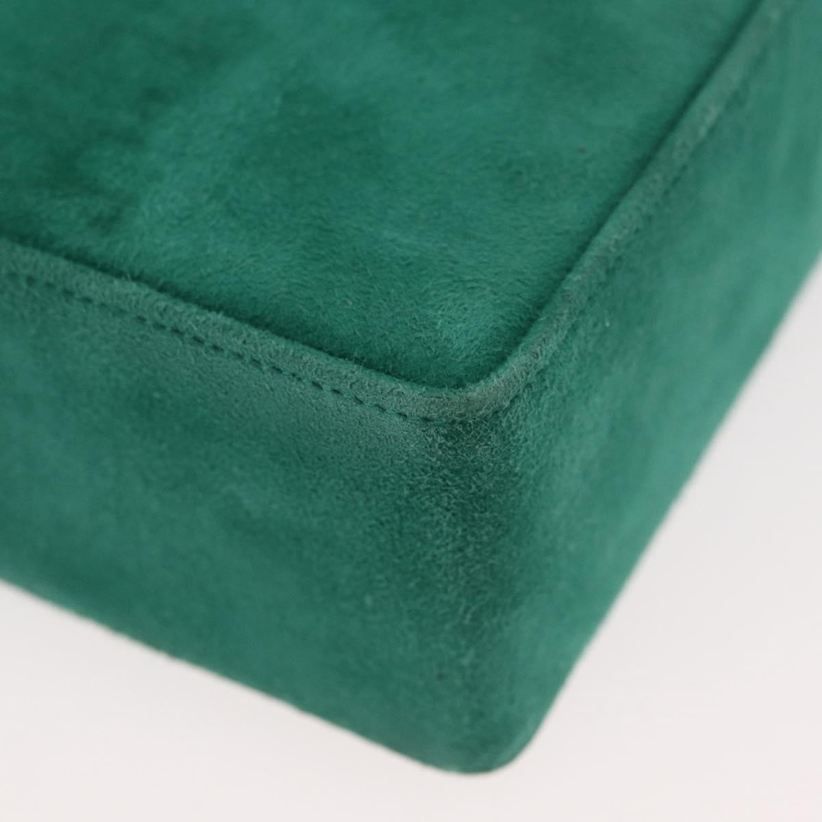 Christian Dior Chain Shoulder Bag Suede Green Gold Auth 177237A