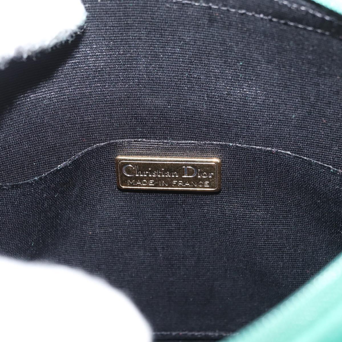 Christian Dior Chain Shoulder Bag Suede Green Gold Auth 177237A