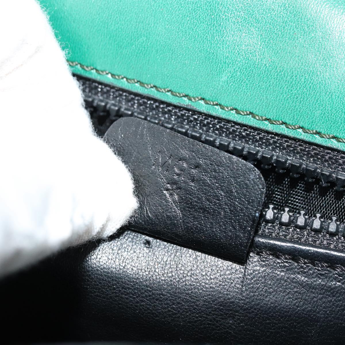 CELINE Chain Shoulder Bag Leather Green Gold Auth 177238A