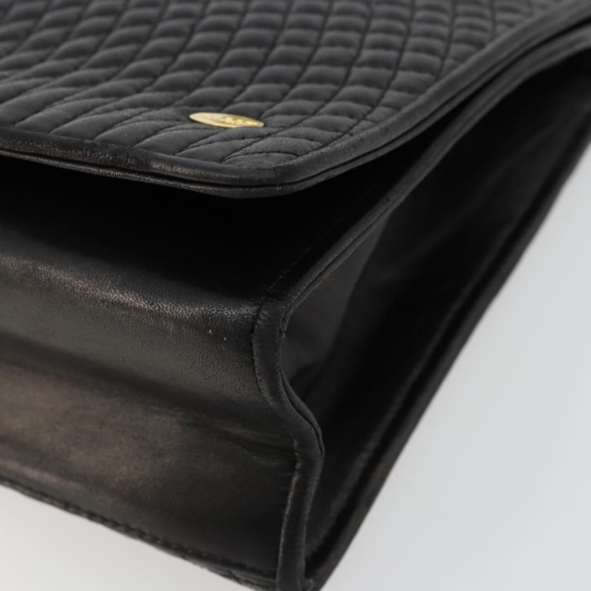 BALLY Chain Shoulder Bag Leather Black Gold Auth 177239A