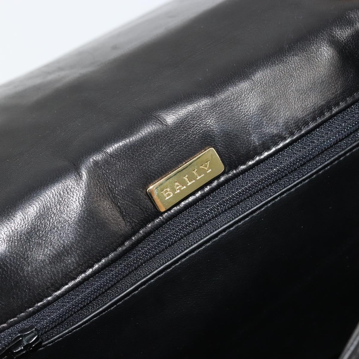 BALLY Chain Shoulder Bag Leather Black Gold Auth 177239A