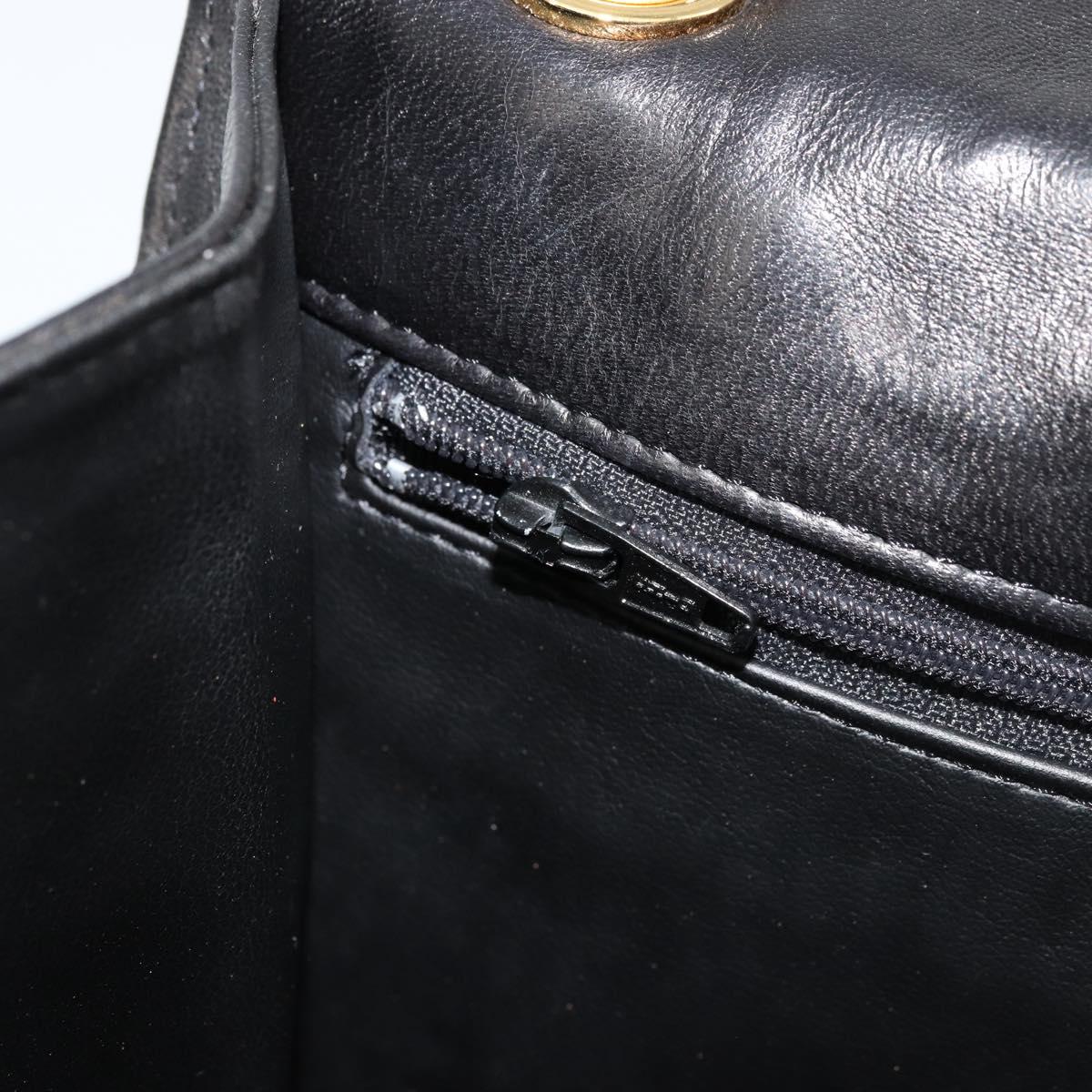 BALLY Chain Shoulder Bag Leather Black Gold Auth 177239A