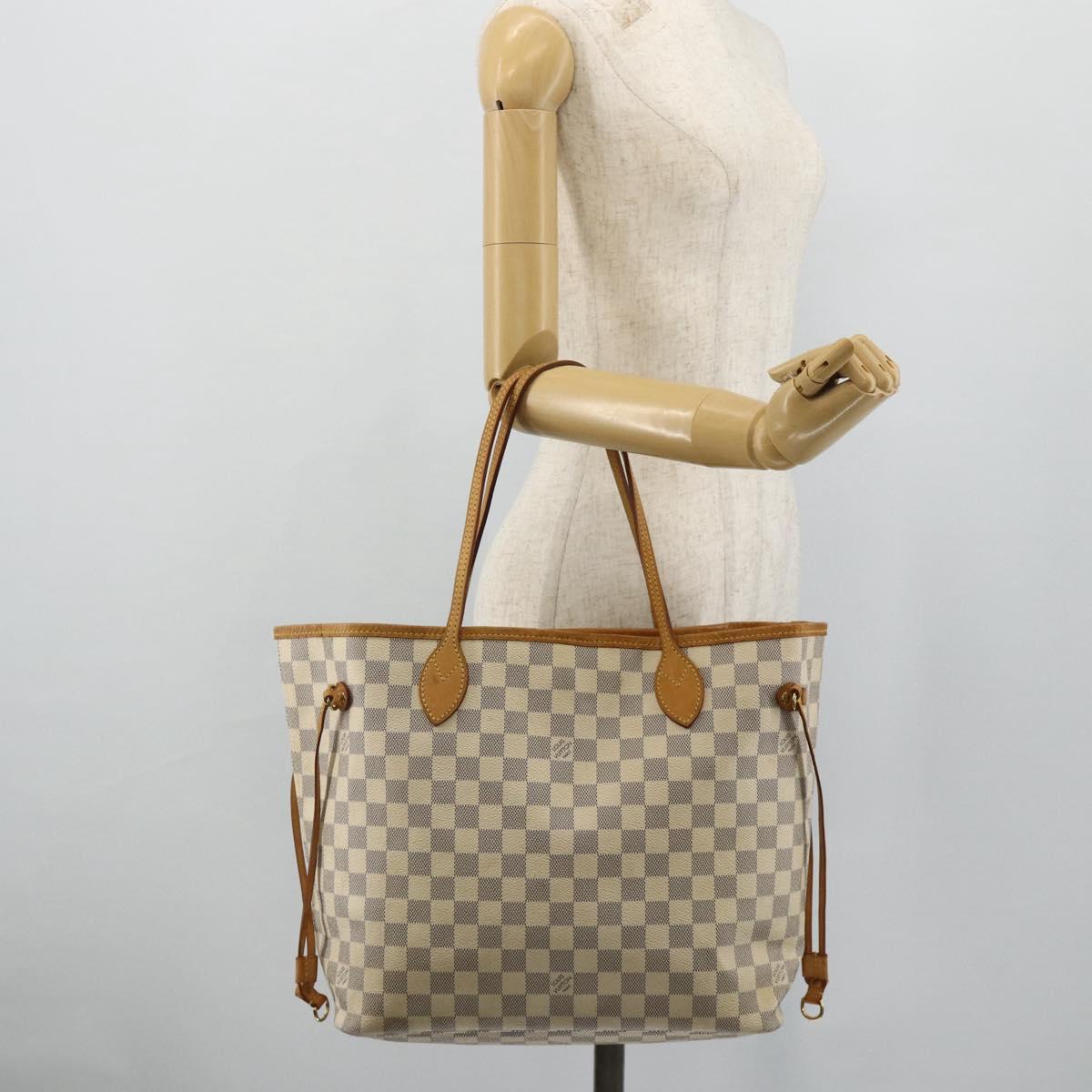 LOUIS VUITTON Damier Azur Neverfull MM Tote Bag N41605 LV Auth 177246