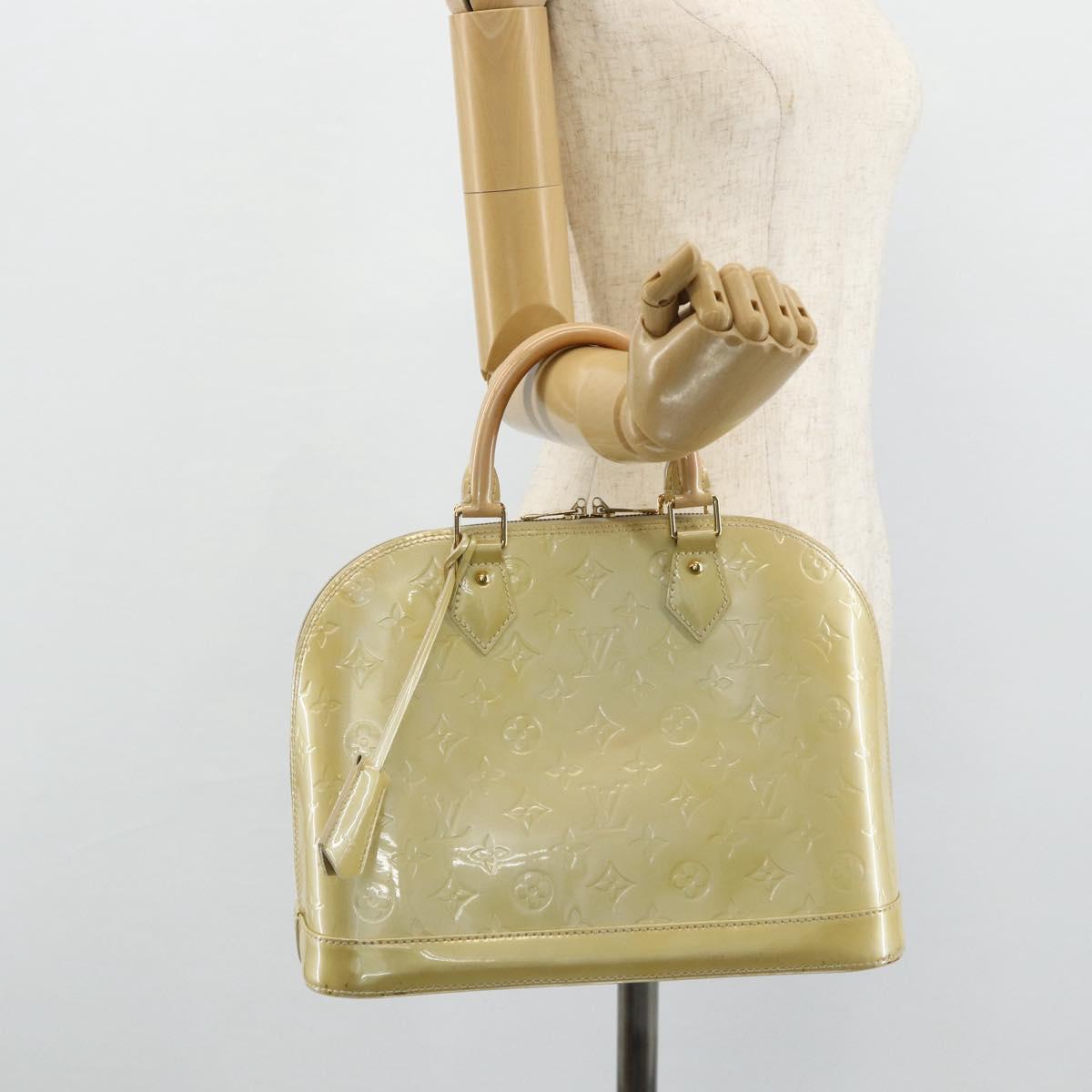 LOUIS VUITTON Monogram Vernis Alma PM Hand Bag 2way Beige M90170 LV Auth 177260
