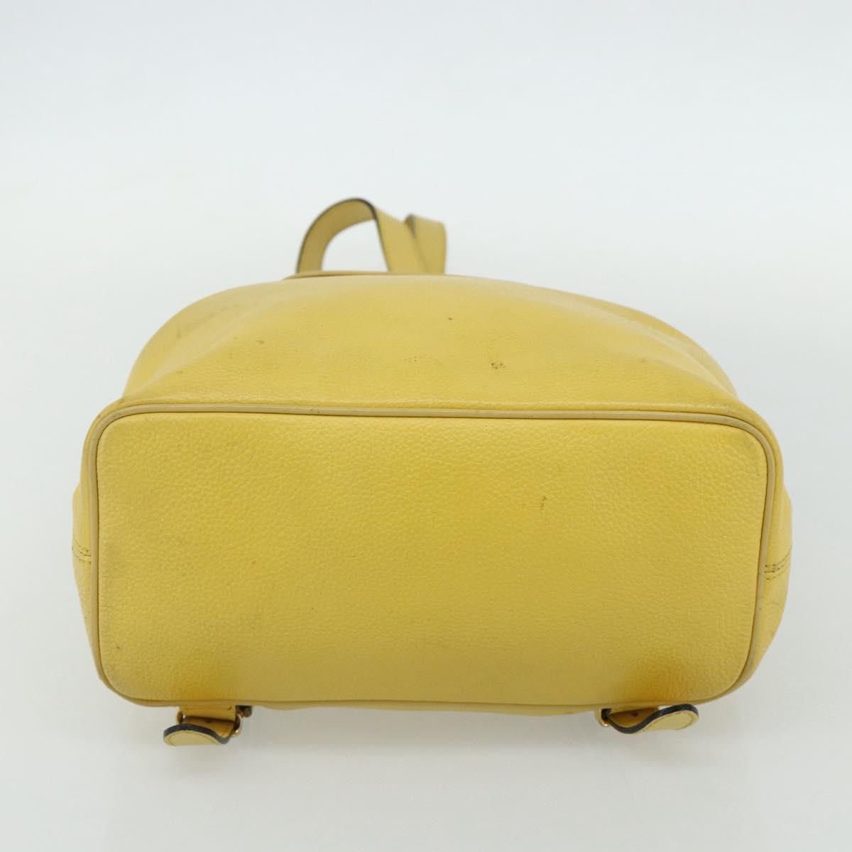 CELINE Backpack Leather Yellow Gold Auth 177264