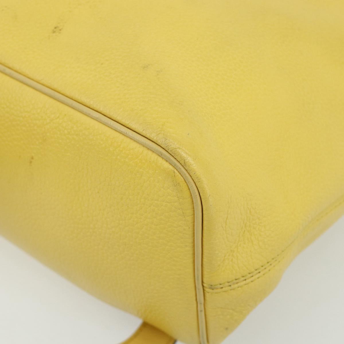 CELINE Backpack Leather Yellow Gold Auth 177264