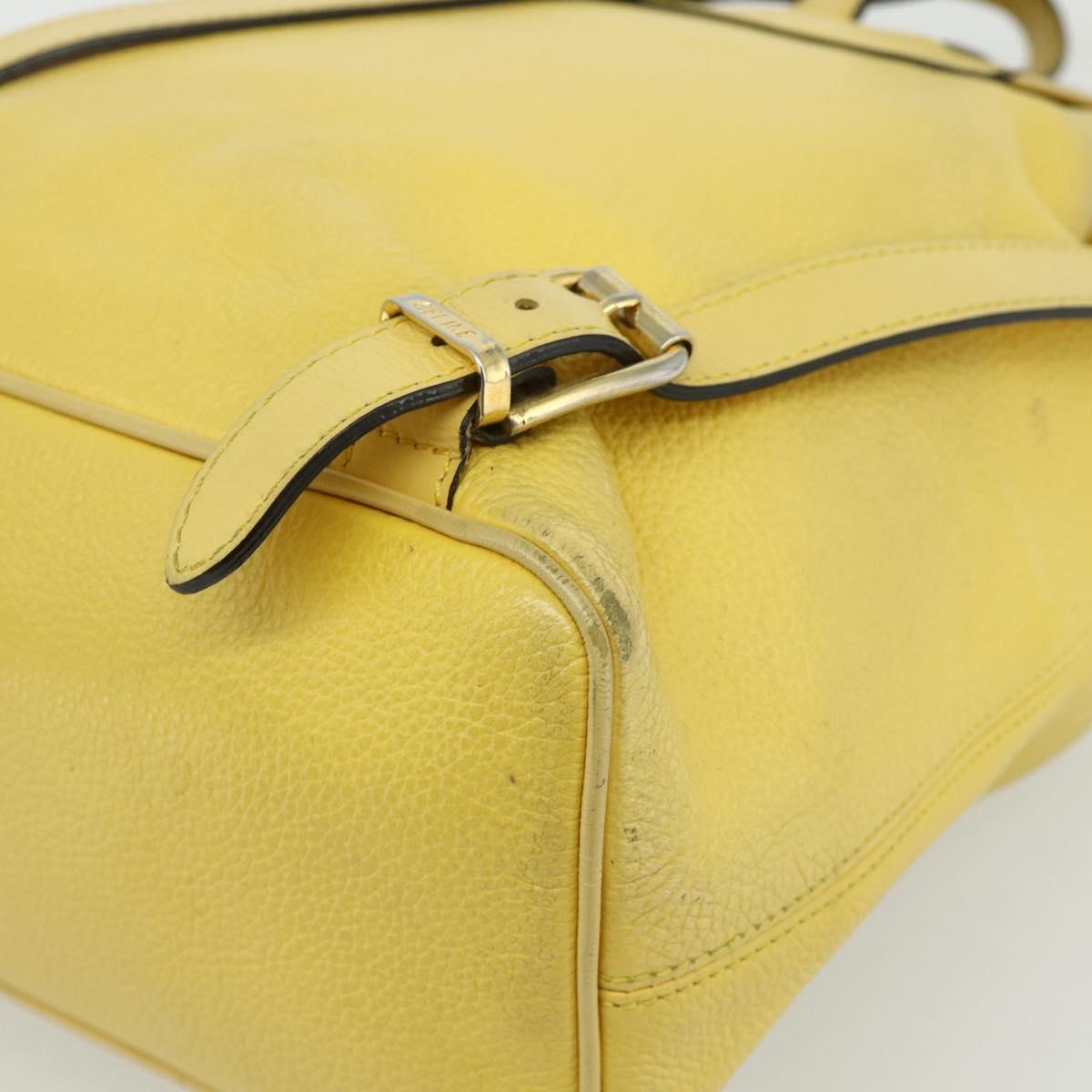 CELINE Backpack Leather Yellow Gold Auth 177264