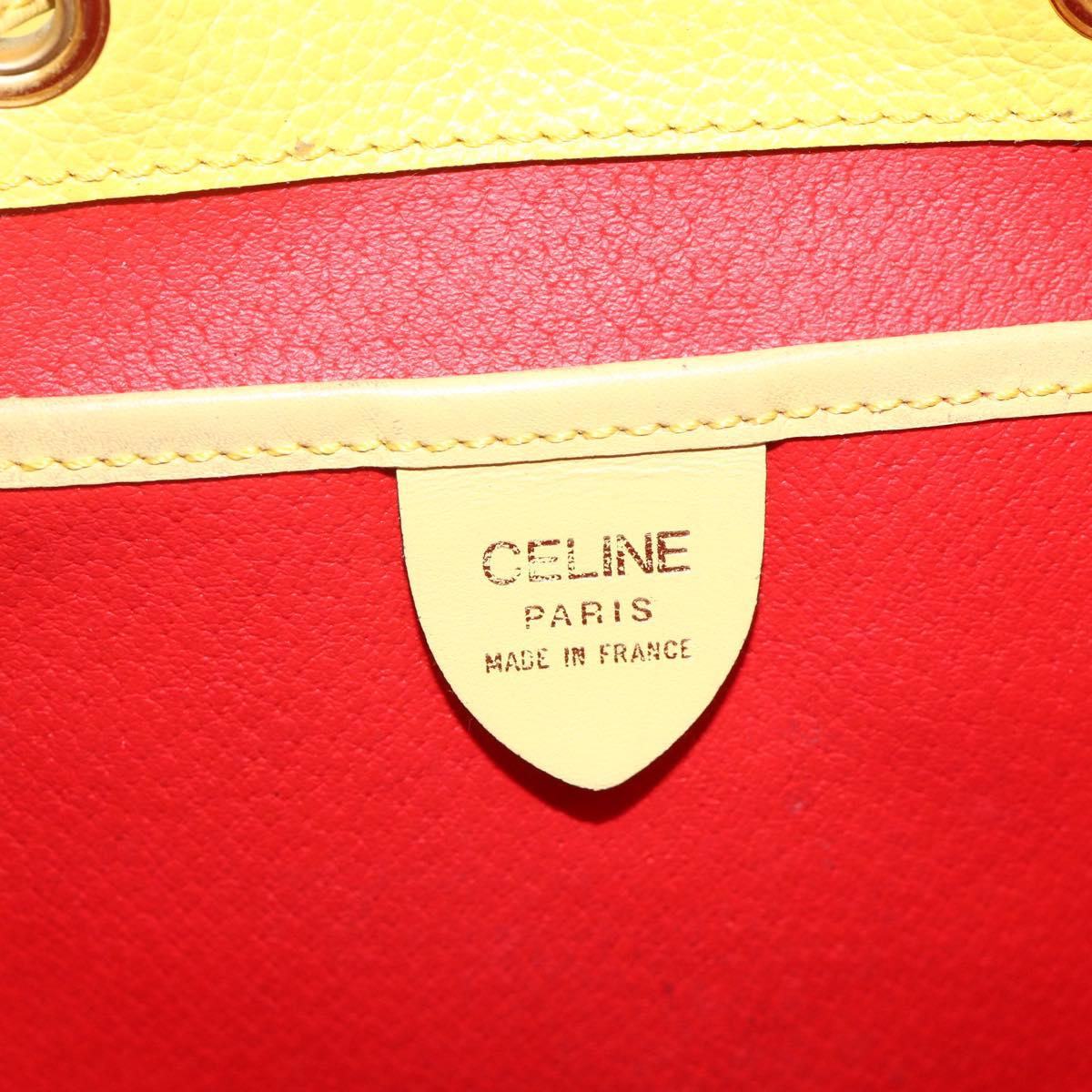 CELINE Backpack Leather Yellow Gold Auth 177264