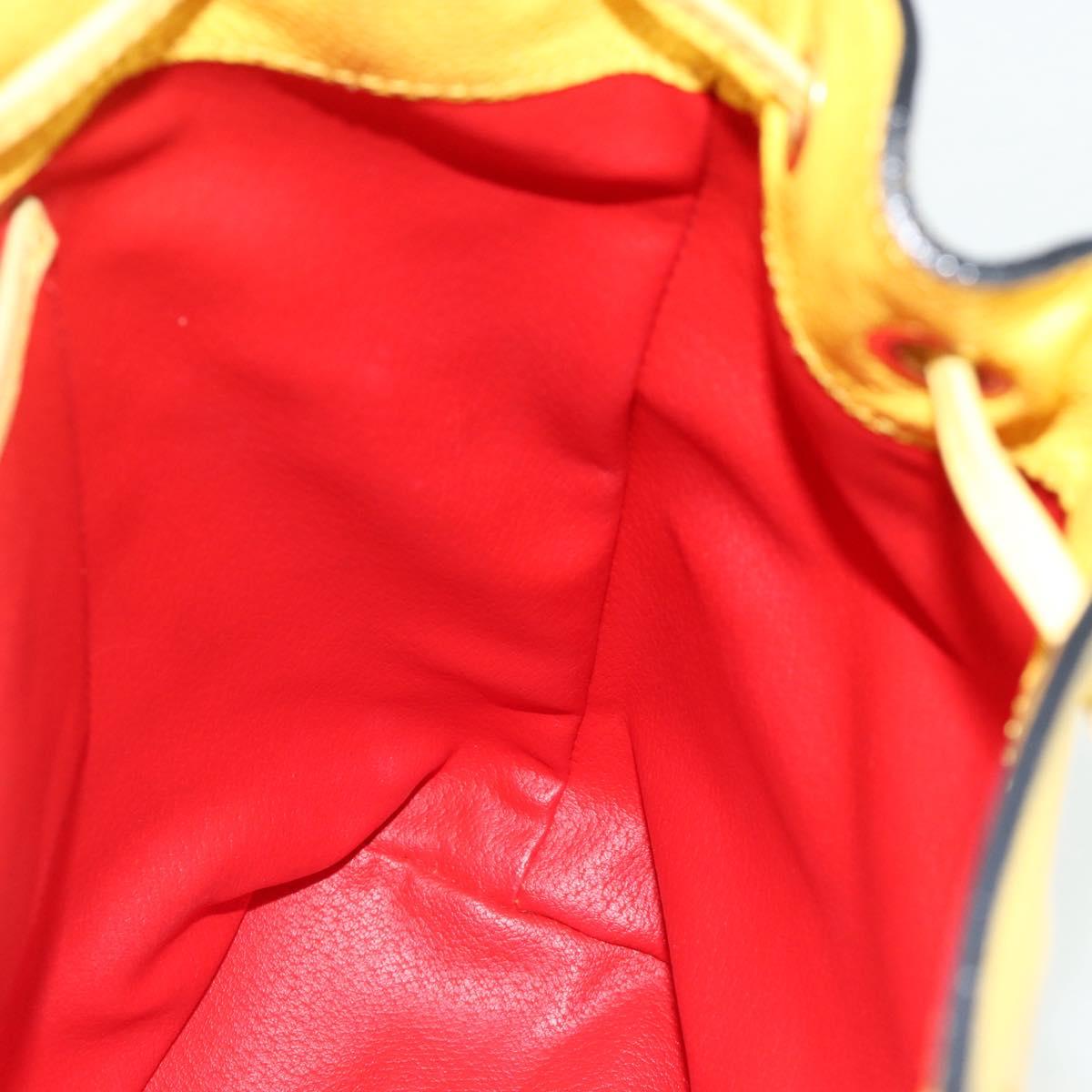 CELINE Backpack Leather Yellow Gold Auth 177264