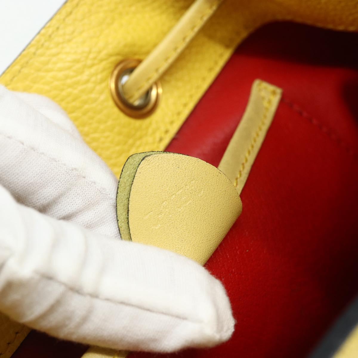 CELINE Backpack Leather Yellow Gold Auth 177264