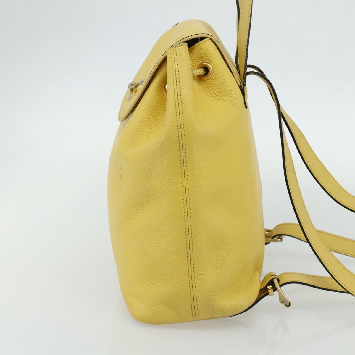 CELINE Backpack Leather Yellow Gold Auth 177264