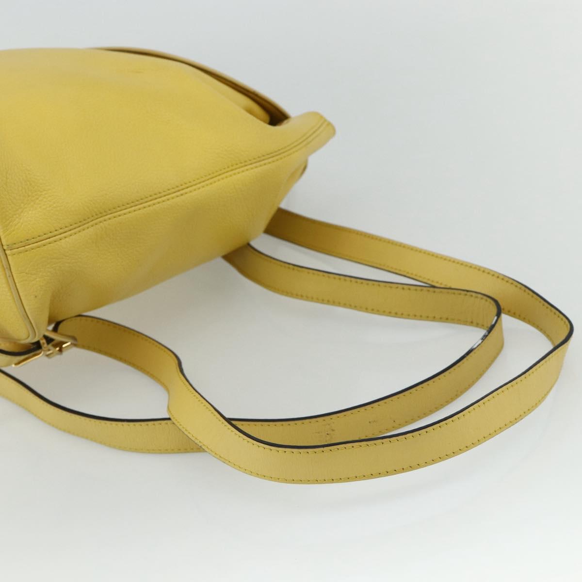 CELINE Backpack Leather Yellow Gold Auth 177264