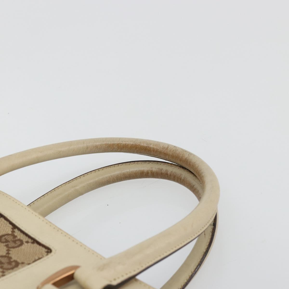 GUCCI GG Canvas Hand Bag Leather Beige Gold 120895 Auth 177265