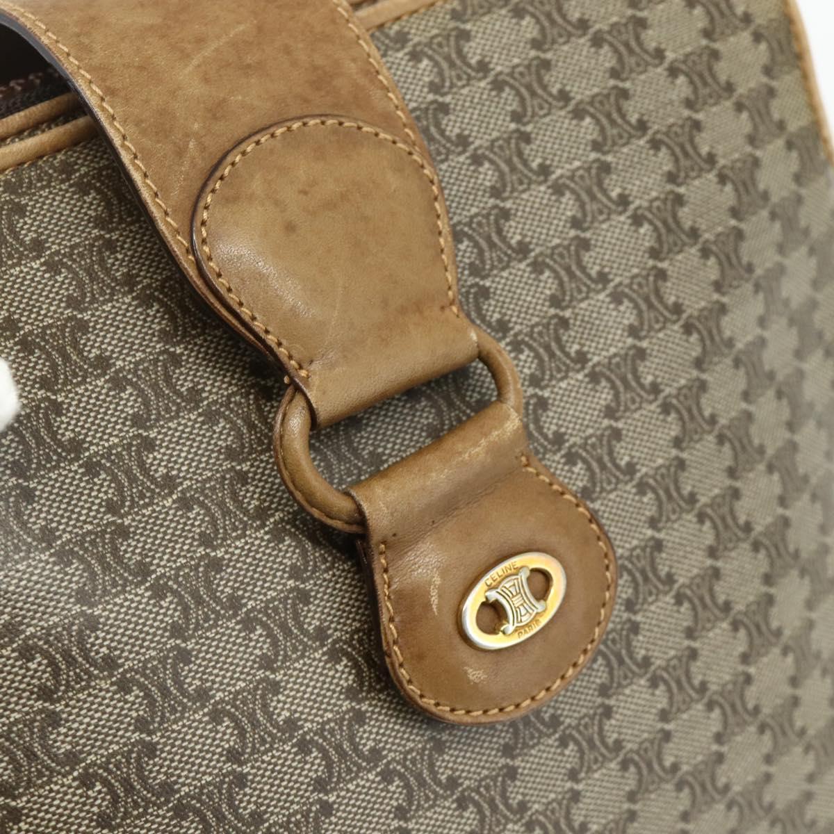 CELINE Macadam Canvas Shoulder Bag PVC Beige Gold Auth 177275A