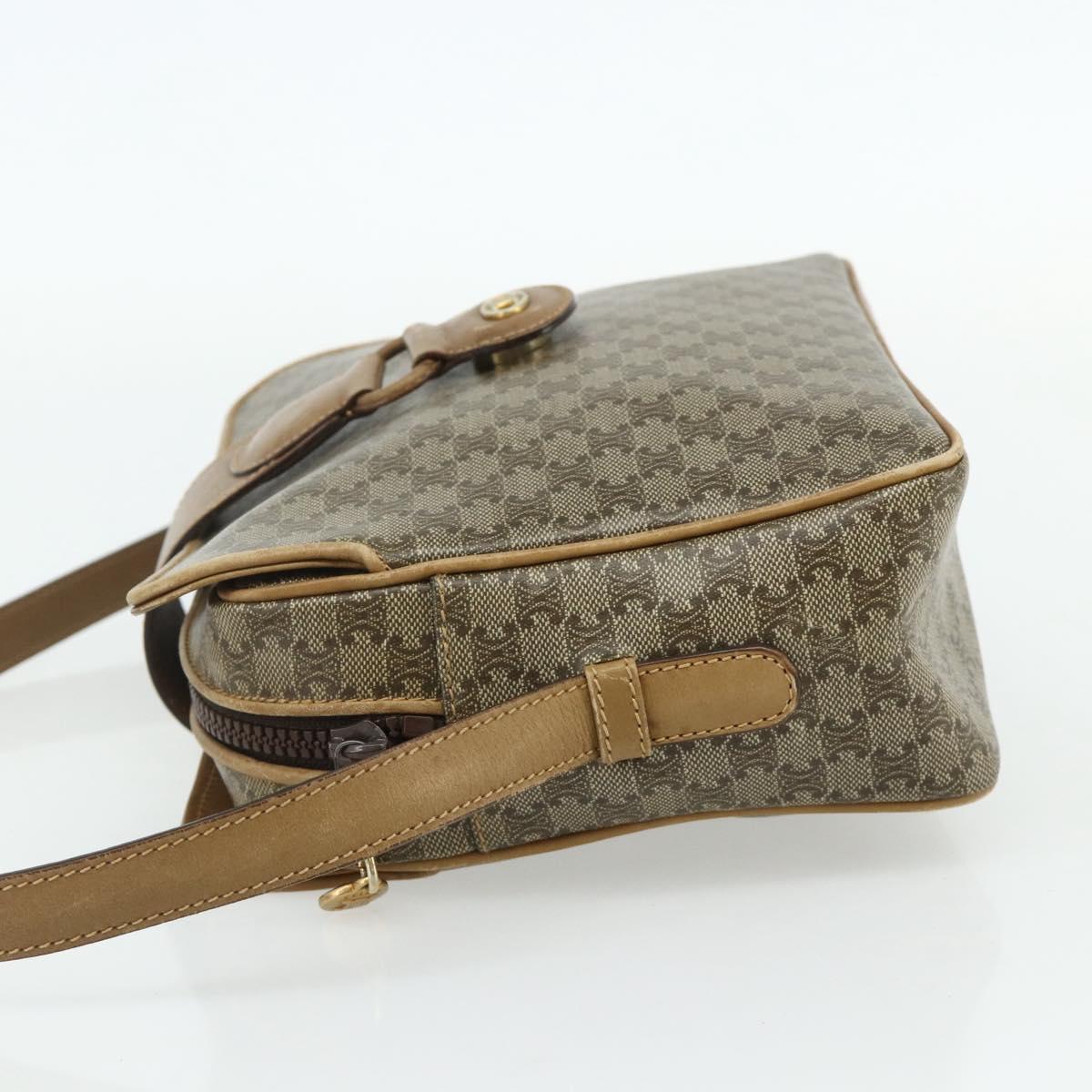 CELINE Macadam Canvas Shoulder Bag PVC Beige Gold Auth 177275A
