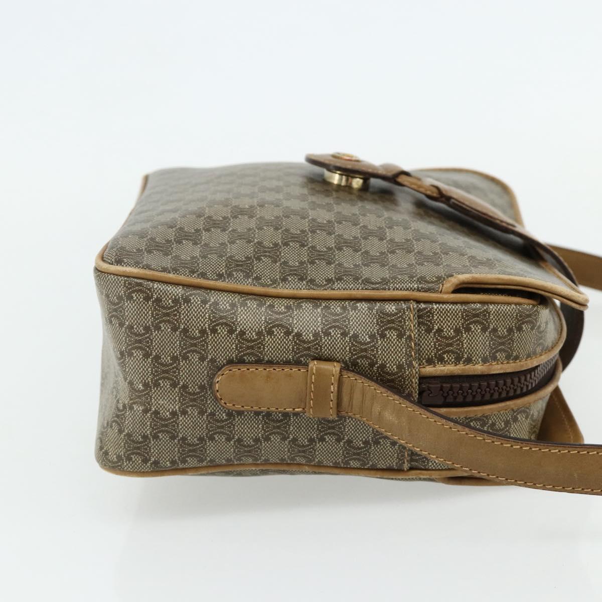 CELINE Macadam Canvas Shoulder Bag PVC Beige Gold Auth 177275A