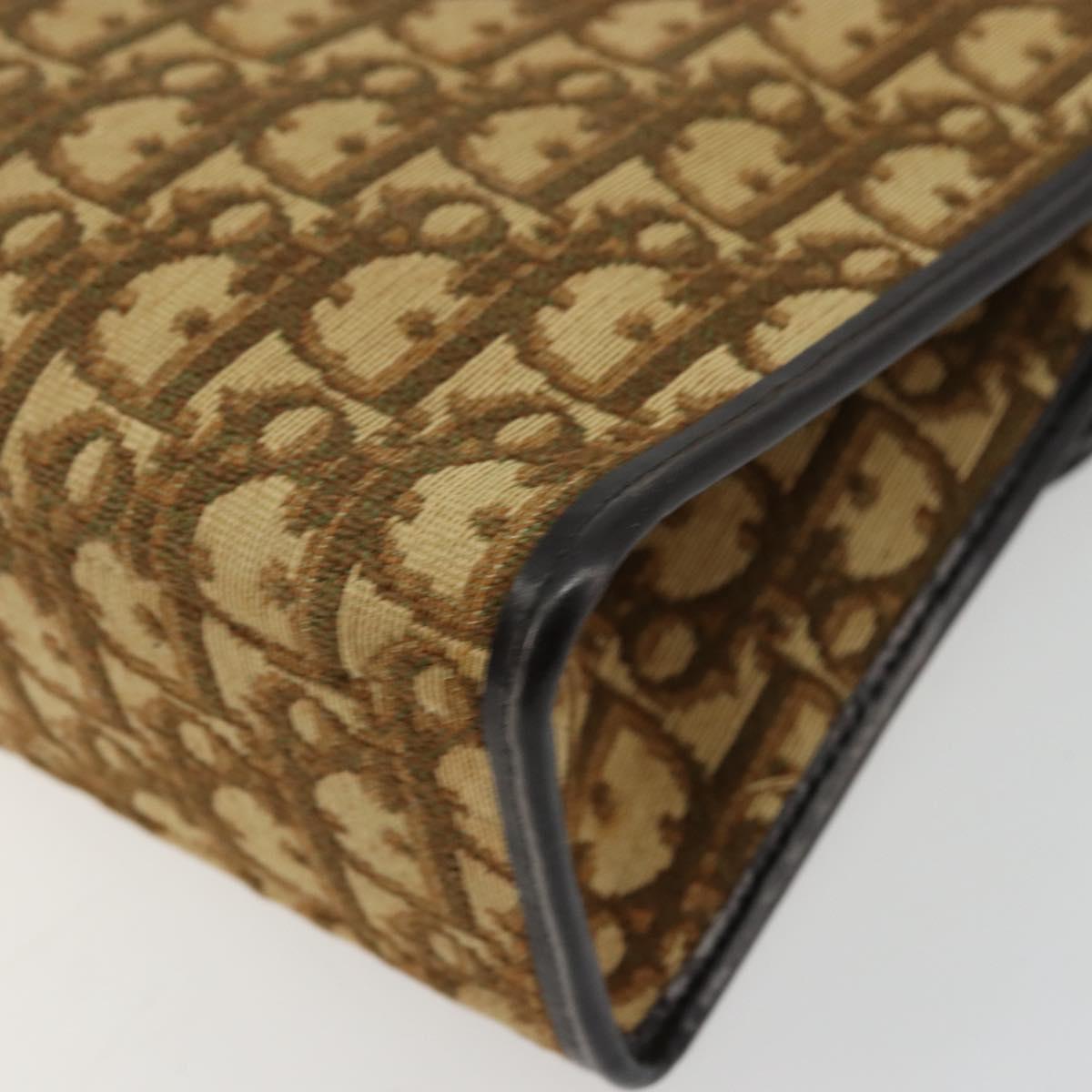 Christian Dior Trotter Canvas Shoulder Bag Beige Gold Auth 177276A