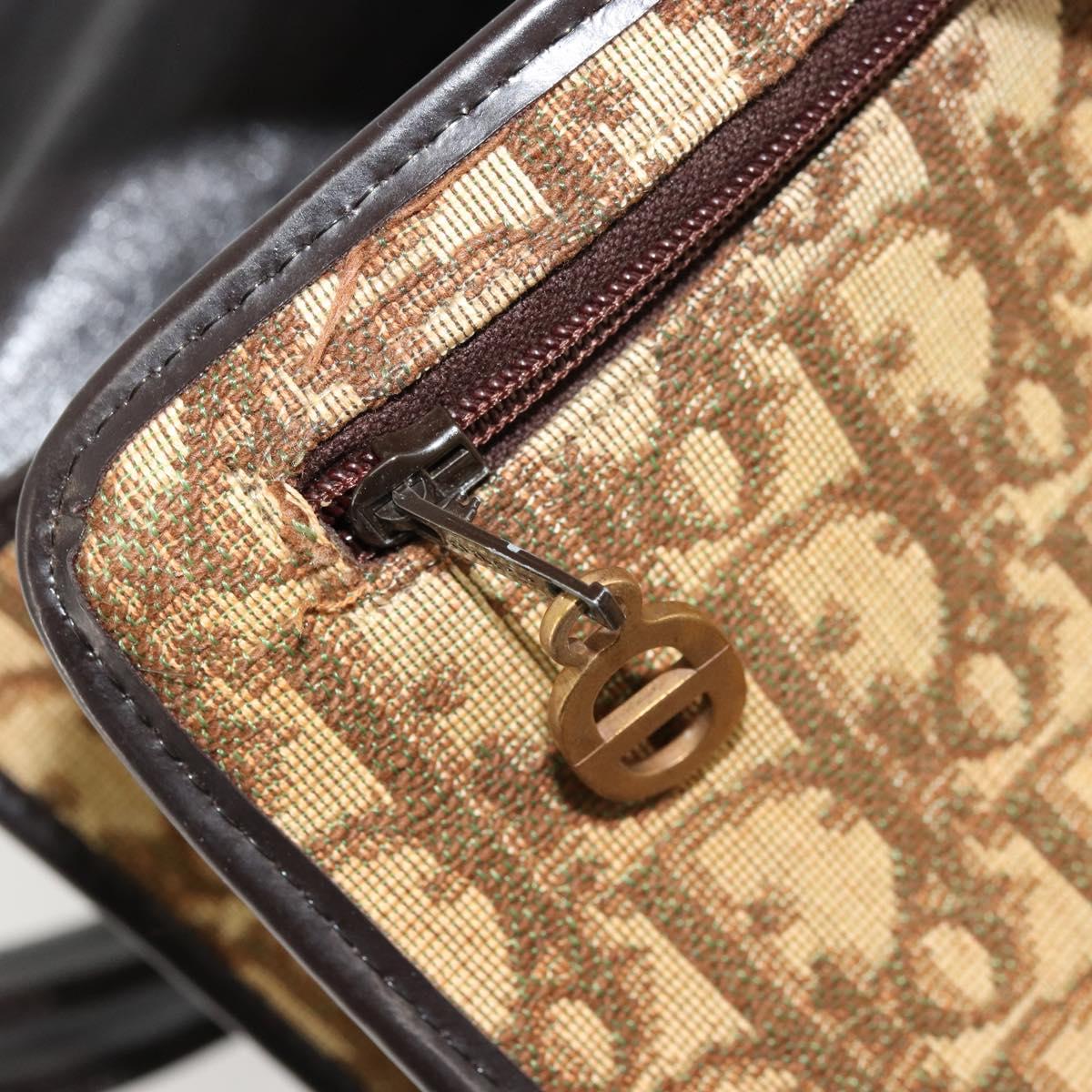 Christian Dior Trotter Canvas Shoulder Bag Beige Gold Auth 177276A