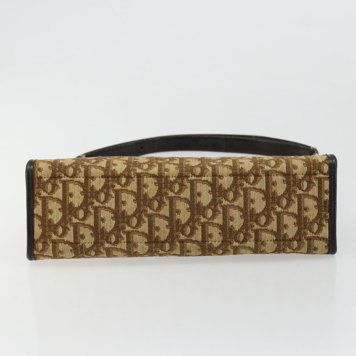 Christian Dior Trotter Canvas Shoulder Bag Beige Gold Auth 177276A