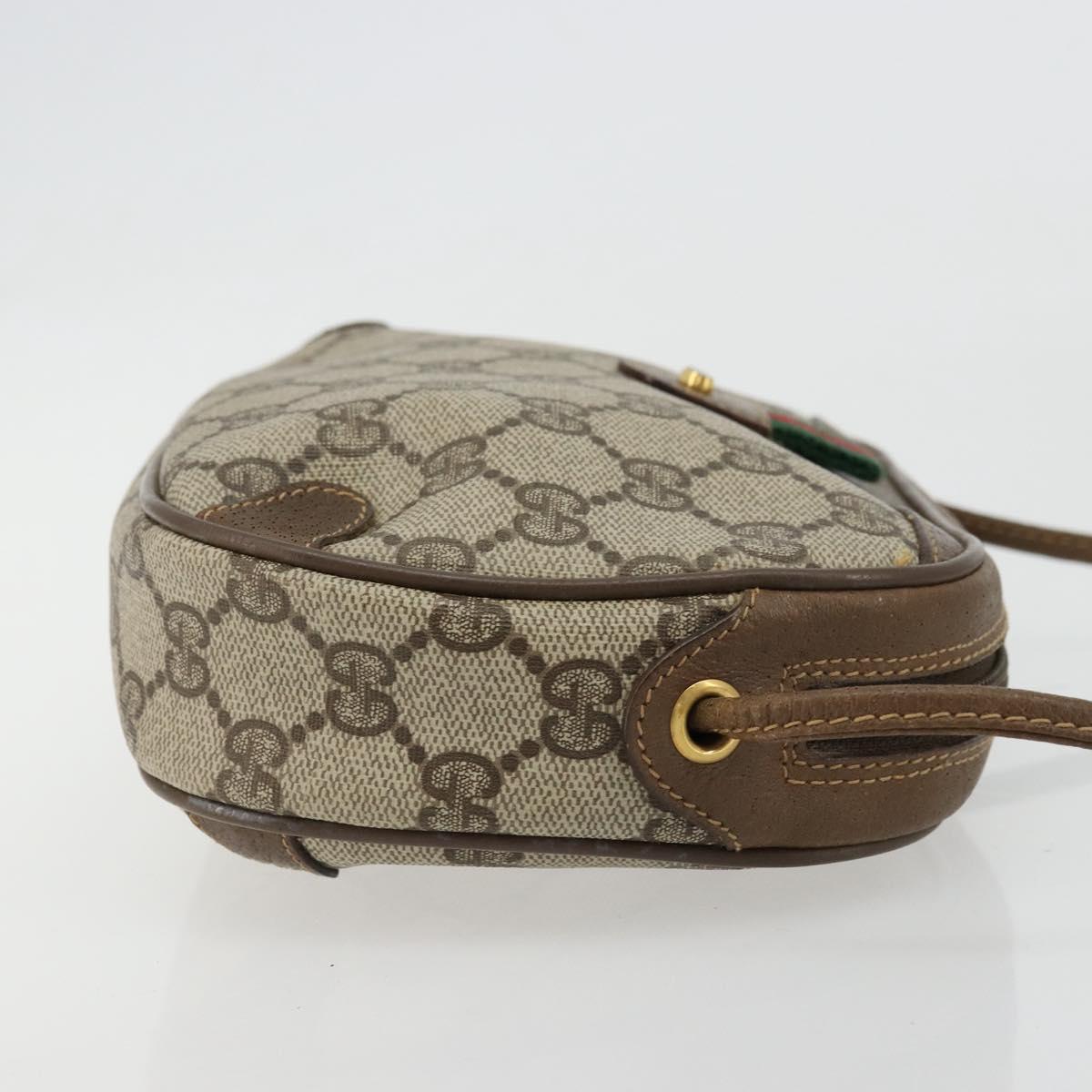 GUCCI GG Supreme Web Sherry Line Bag PVC Beige Gold 89 02 066 Auth 177279