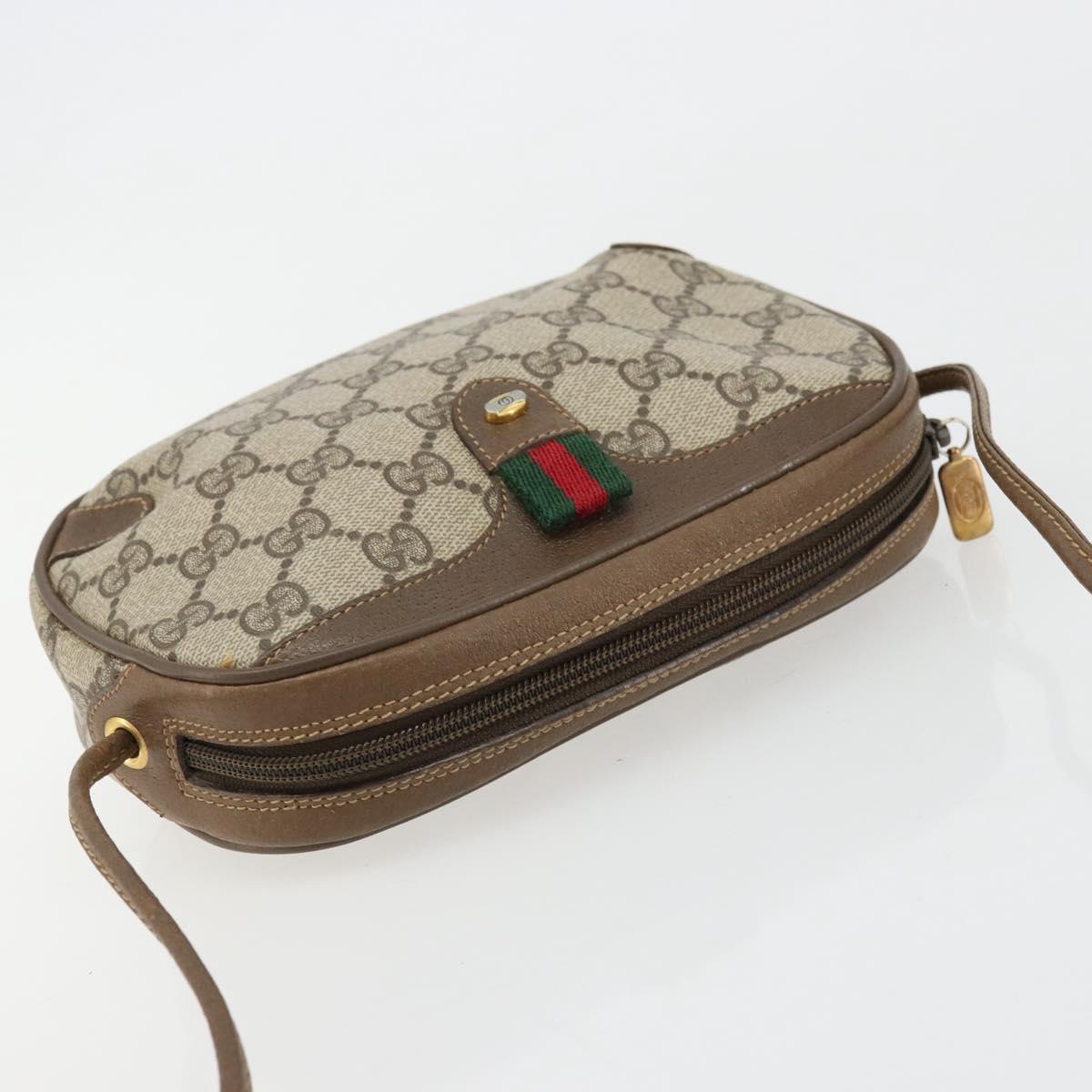 GUCCI GG Supreme Web Sherry Line Bag PVC Beige Gold 89 02 066 Auth 177279