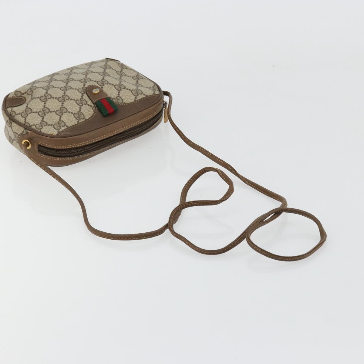 GUCCI GG Supreme Web Sherry Line Bag PVC Beige Gold 89 02 066 Auth 177279