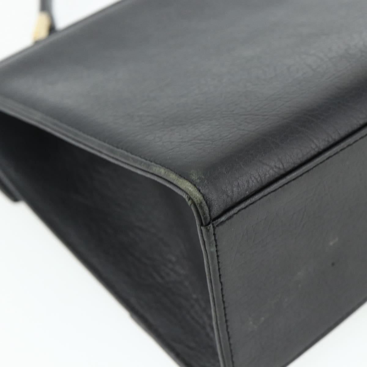 SAINT LAURENT Hand Bag Leather Black Gold Auth 177280A