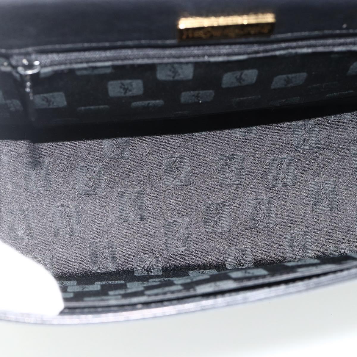 SAINT LAURENT Hand Bag Leather Black Gold Auth 177280A