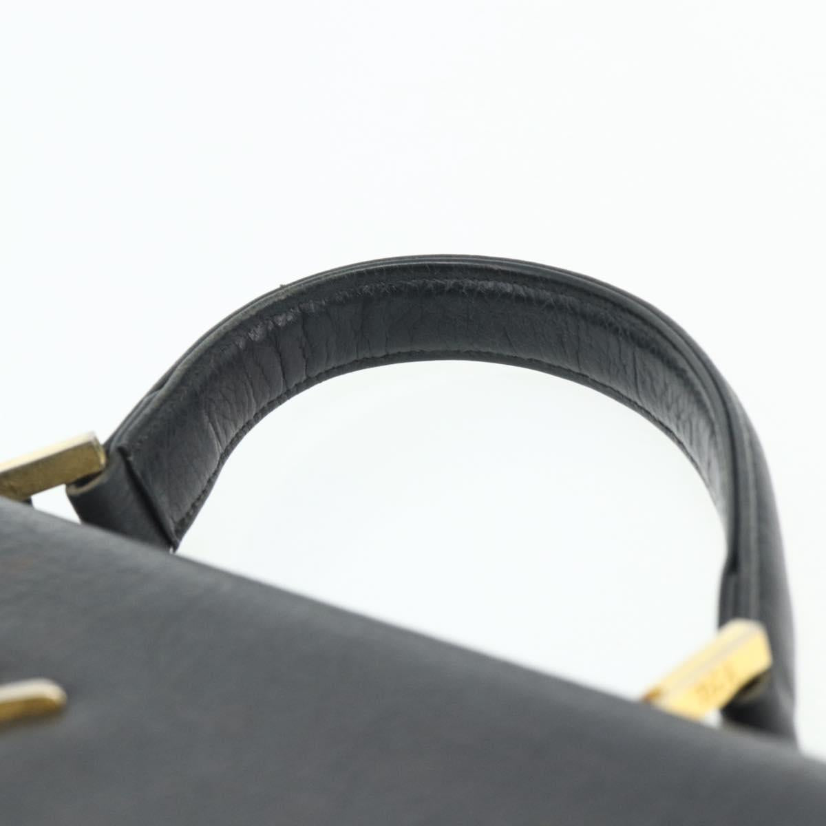 SAINT LAURENT Hand Bag Leather Black Gold Auth 177280A