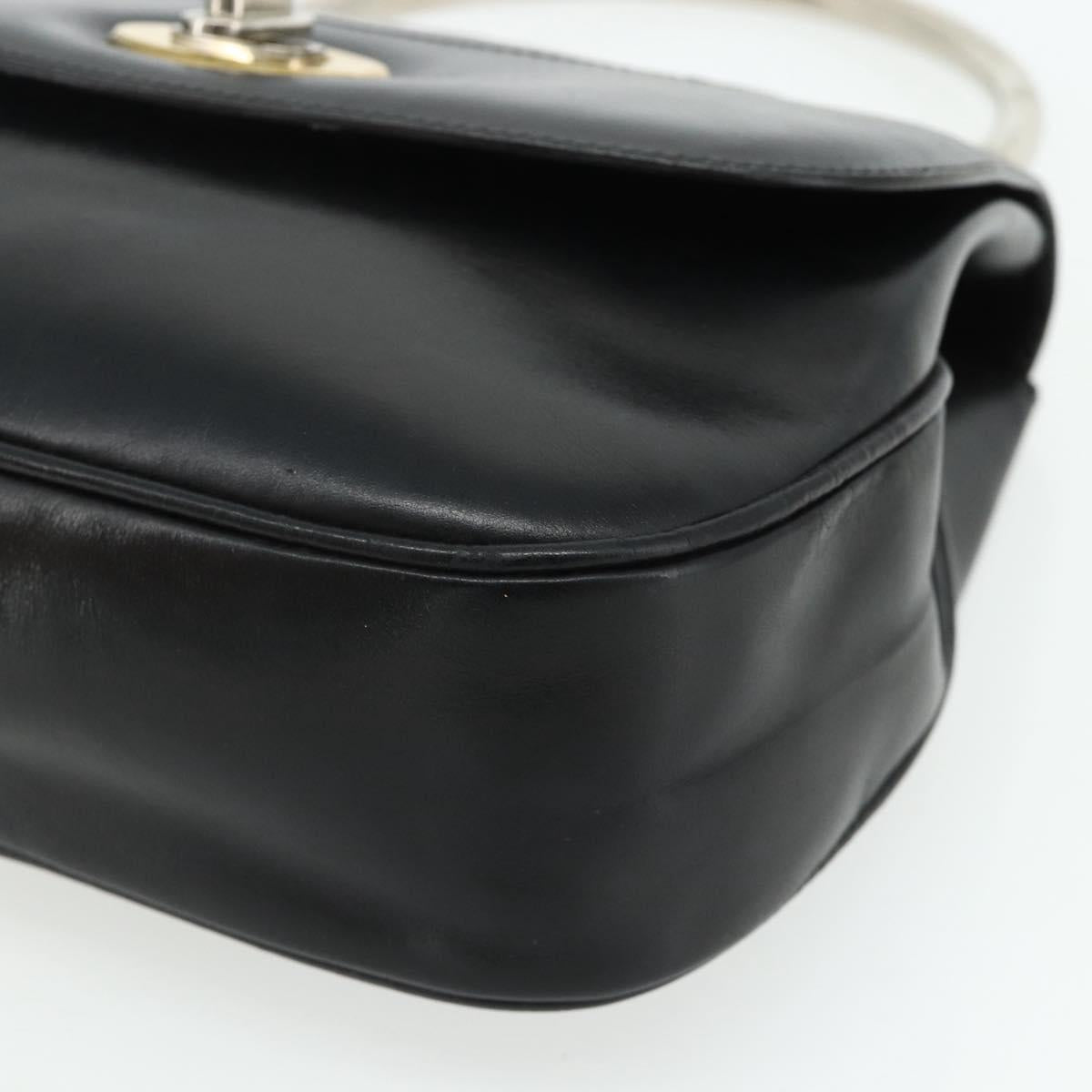 GUCCI Hand Bag Leather Black Auth 177281A