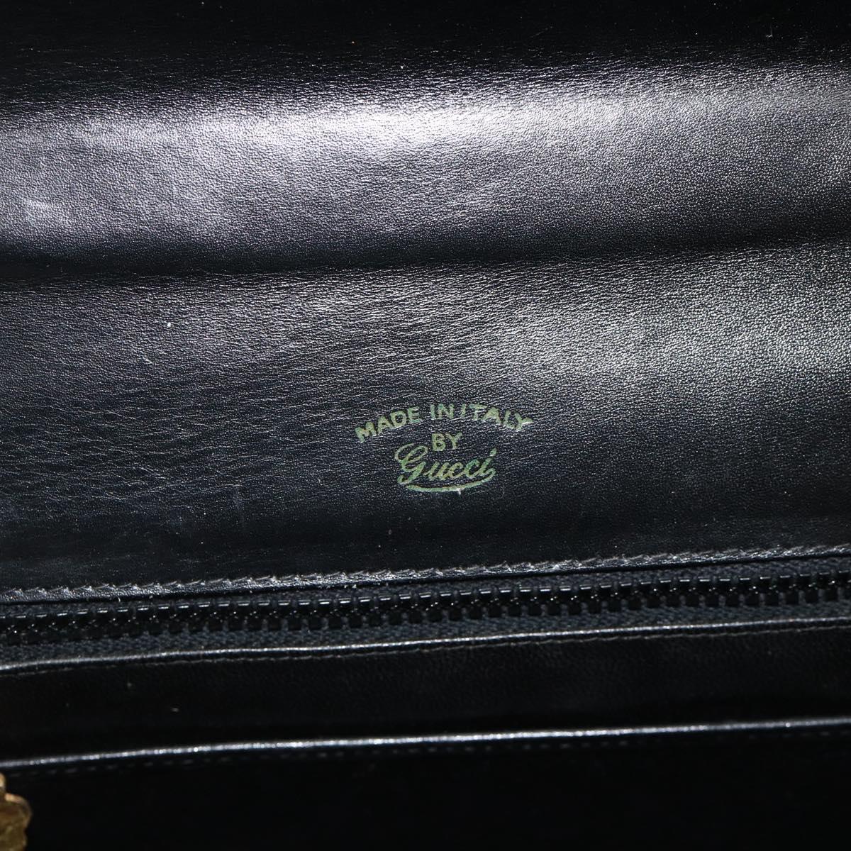 GUCCI Hand Bag Leather Black Auth 177281A