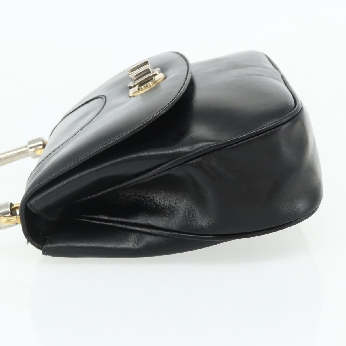 GUCCI Hand Bag Leather Black Auth 177281A