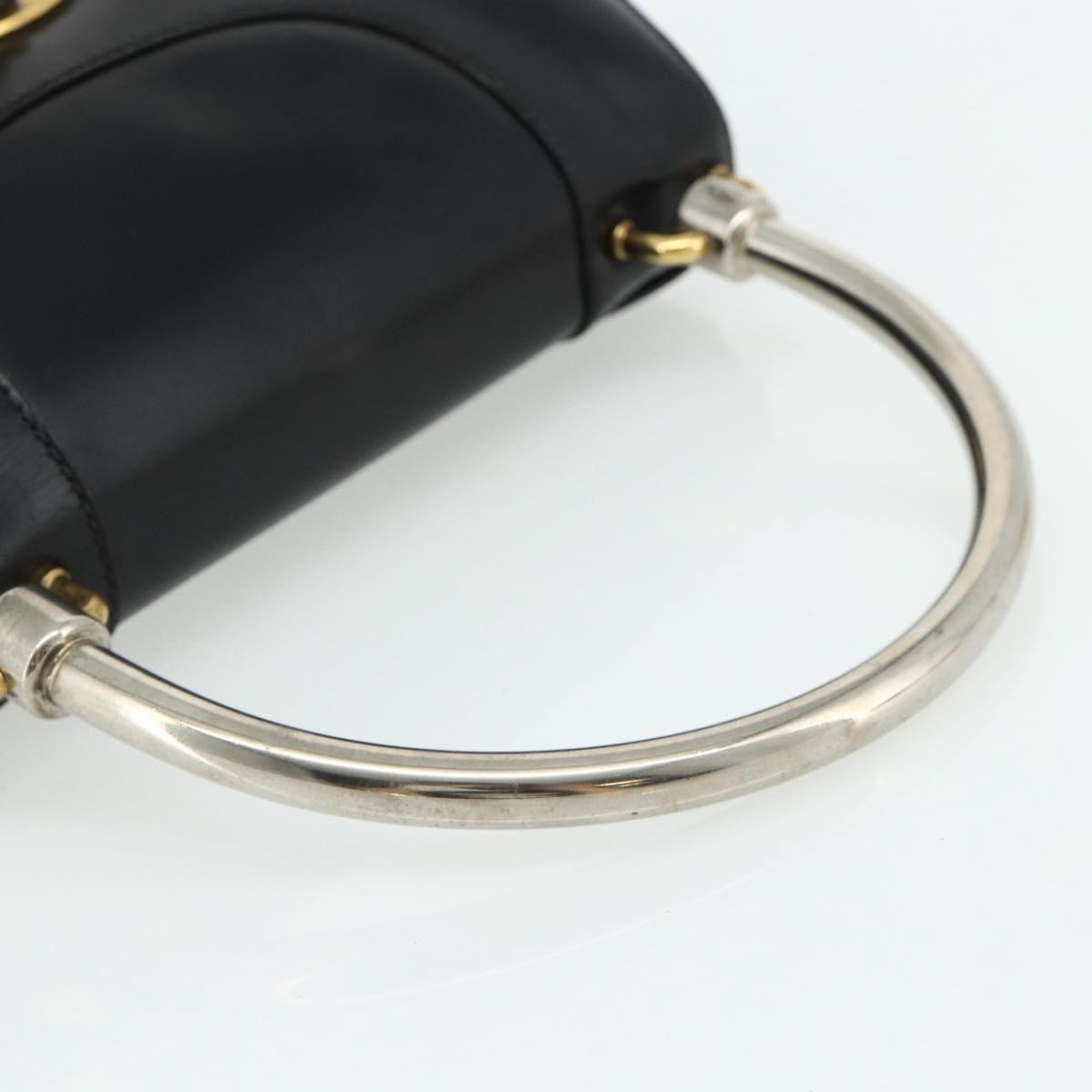 GUCCI Hand Bag Leather Black Auth 177281A