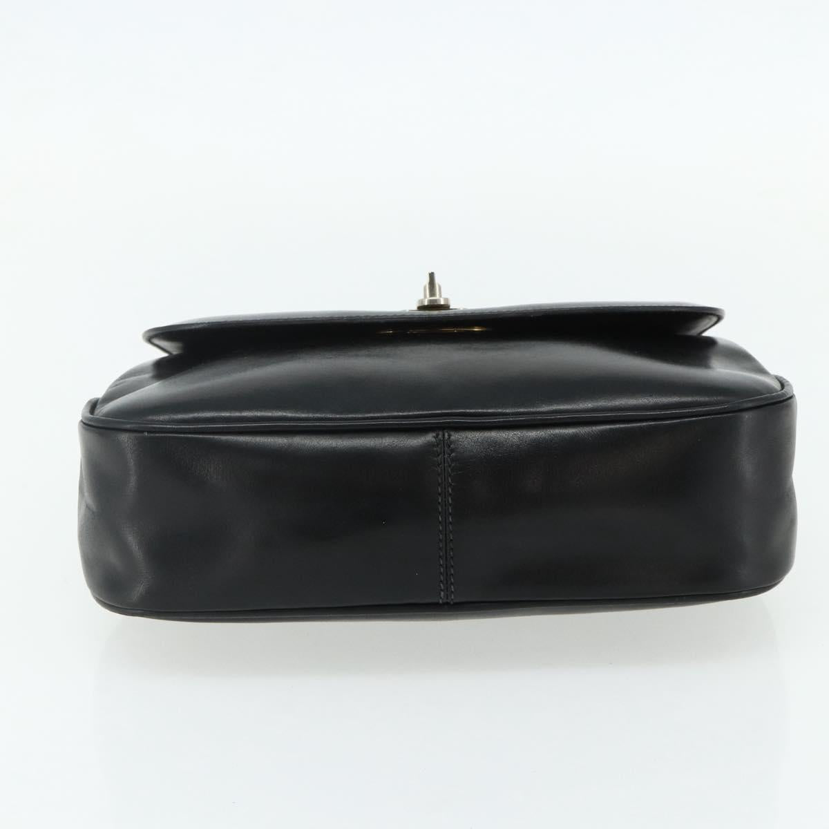 GUCCI Hand Bag Leather Black Auth 177281A