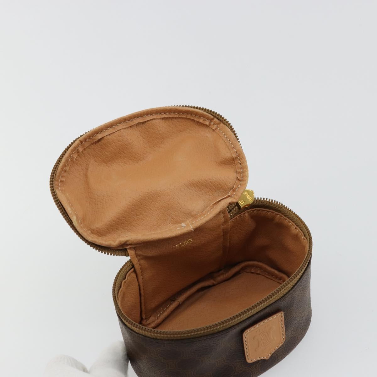CELINE Macadam Canvas Hand pouch Hand Bag PVC Leather Brown Gold Auth 177287A