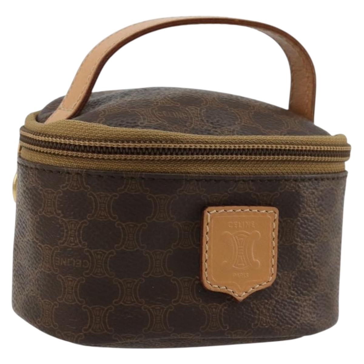 CELINE Macadam Canvas Hand pouch Hand Bag PVC Leather Brown Gold Auth 177287A