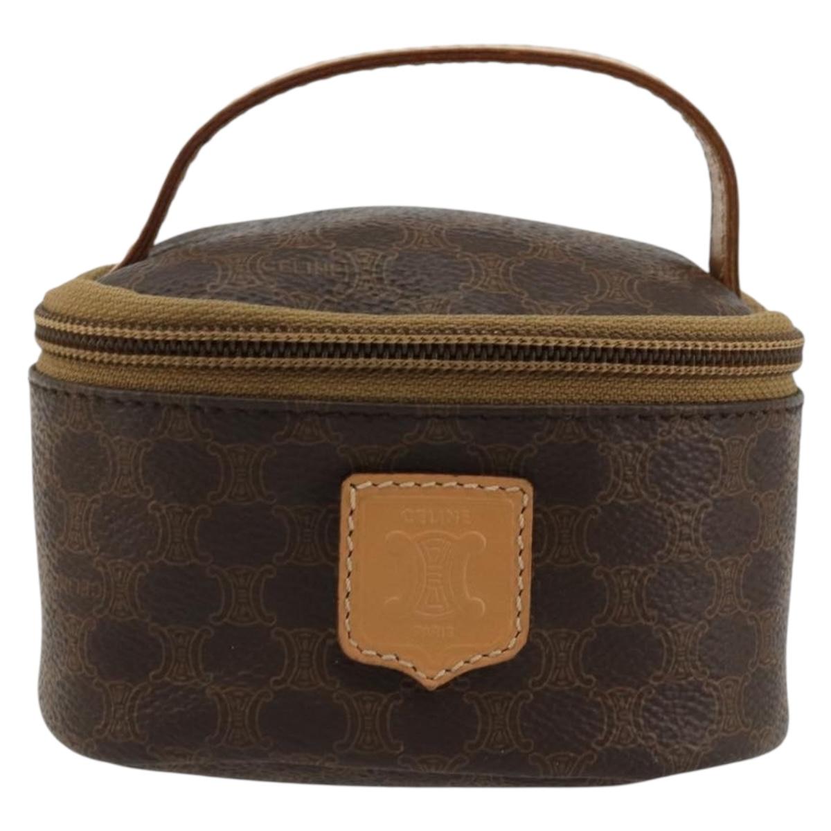 CELINE Macadam Canvas Hand pouch Hand Bag PVC Leather Brown Gold Auth 177287A