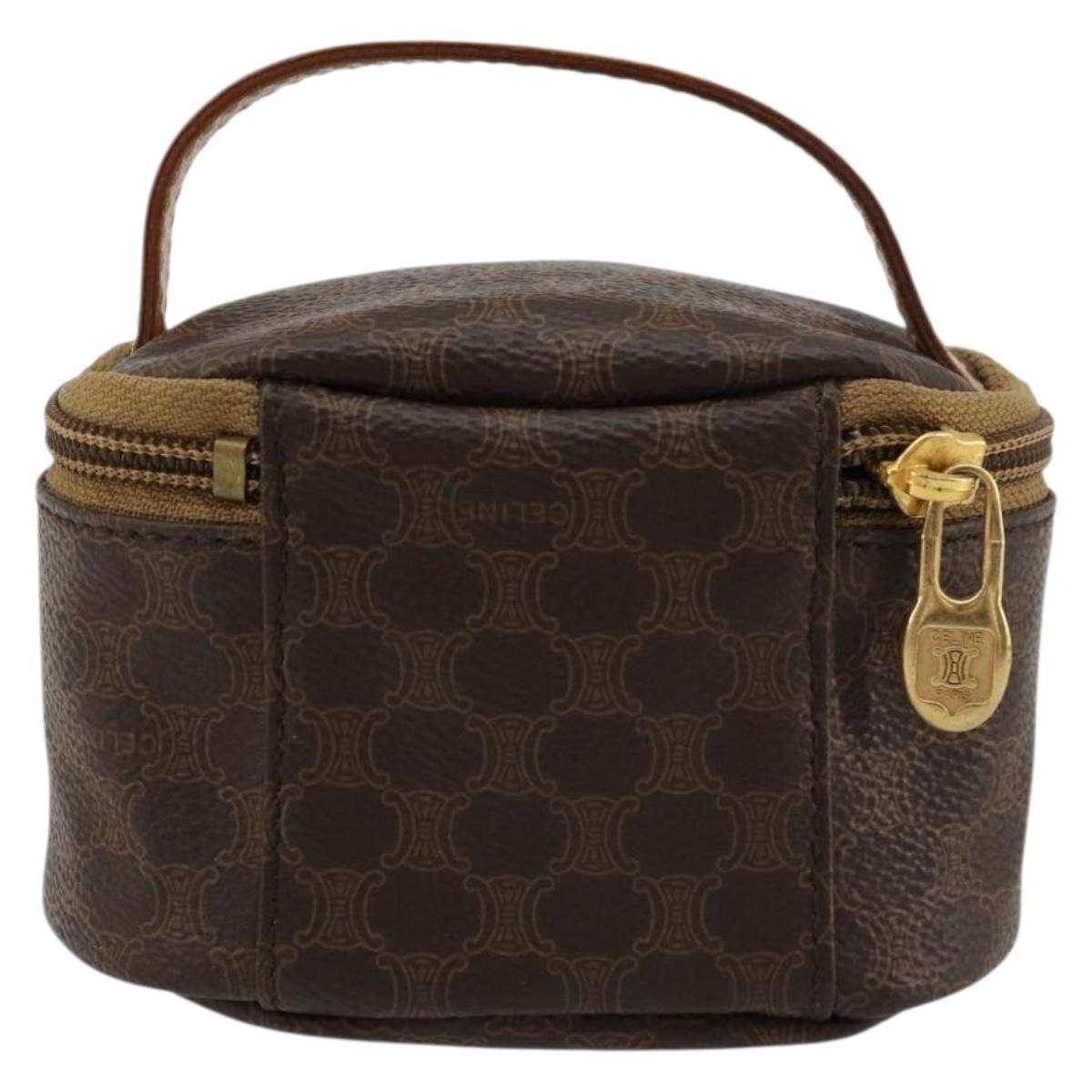CELINE Macadam Canvas Hand pouch Hand Bag PVC Leather Brown Gold Auth 177287A