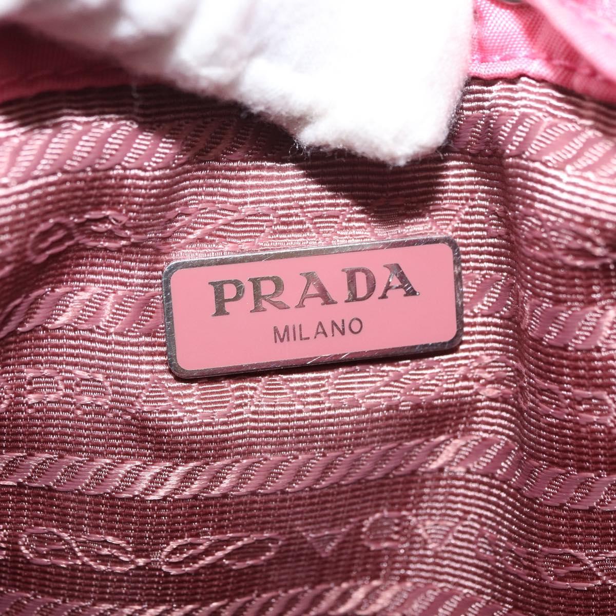 PRADA Chain Shoulder Bag Nylon Pink Silver Auth 177289A