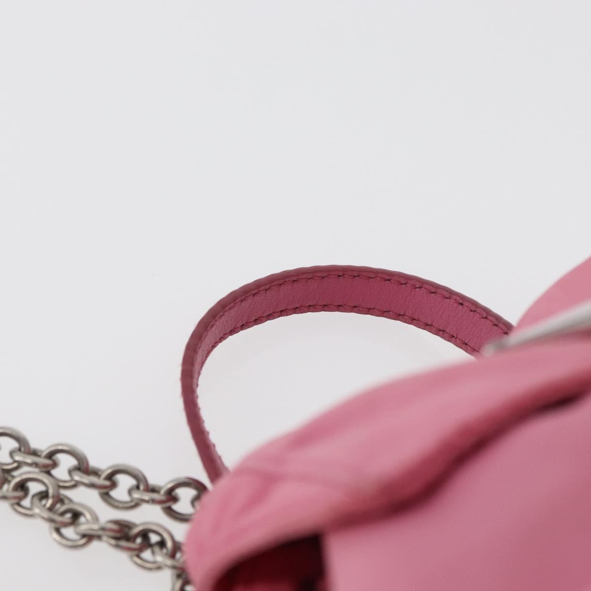 PRADA Chain Shoulder Bag Nylon Pink Silver Auth 177289A