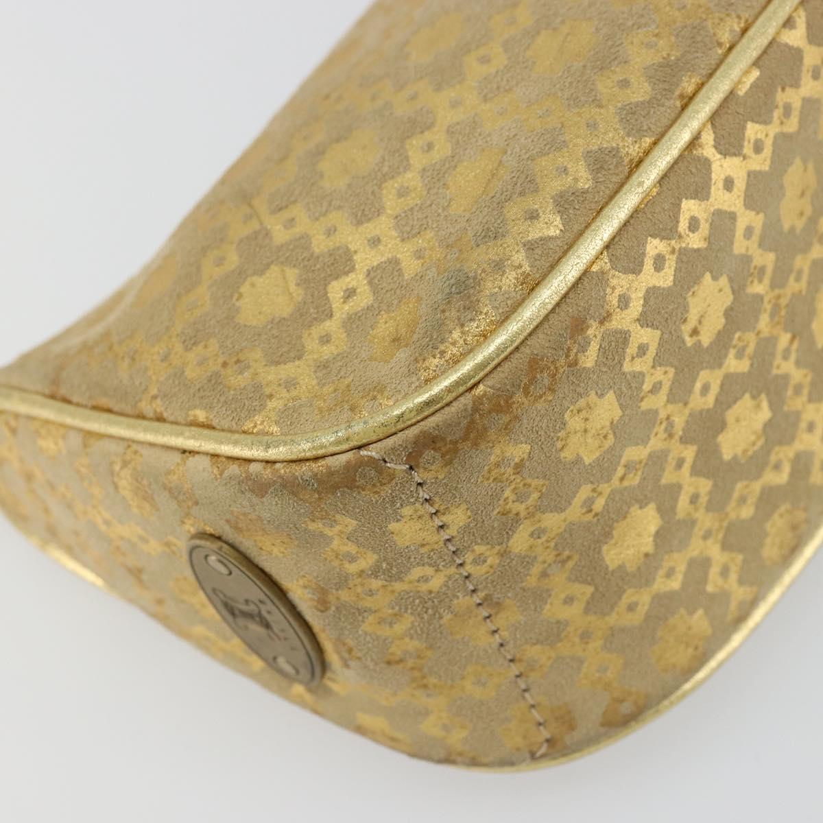 CELINE Shoulder Bag Suede Gold Auth 177291A