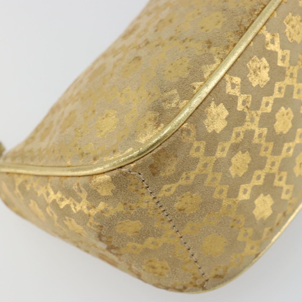 CELINE Shoulder Bag Suede Gold Auth 177291A
