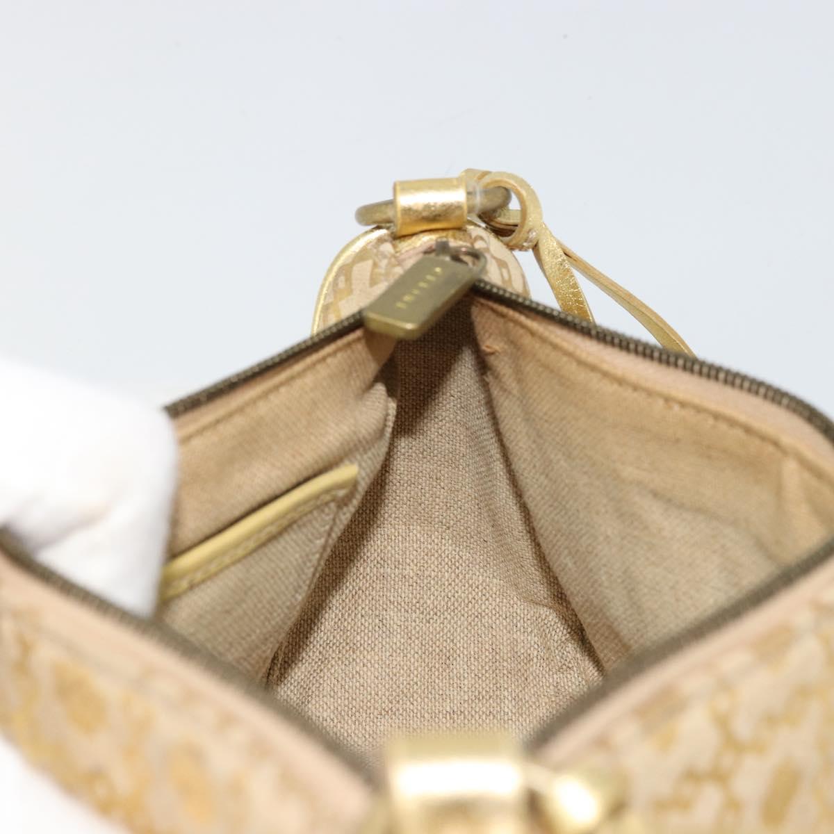 CELINE Shoulder Bag Suede Gold Auth 177291A
