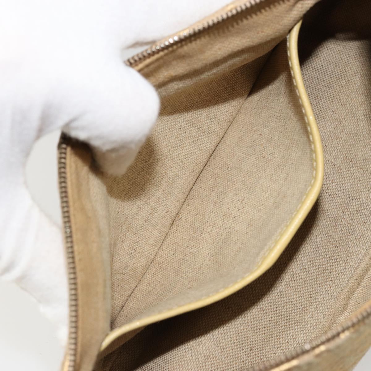 CELINE Shoulder Bag Suede Gold Auth 177291A