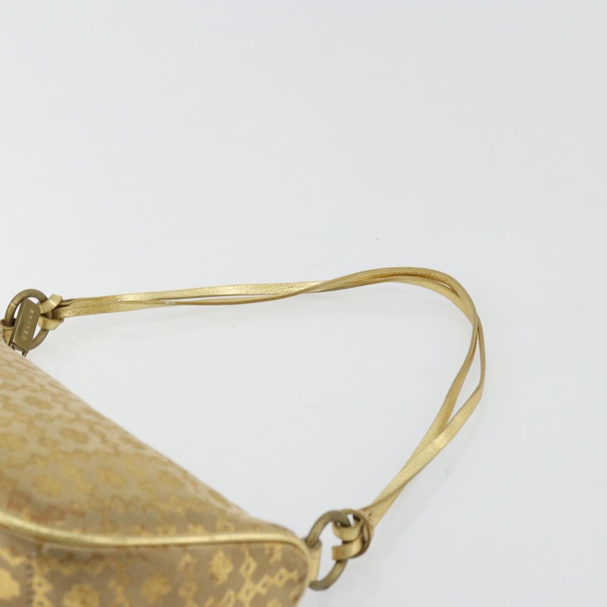 CELINE Shoulder Bag Suede Gold Auth 177291A