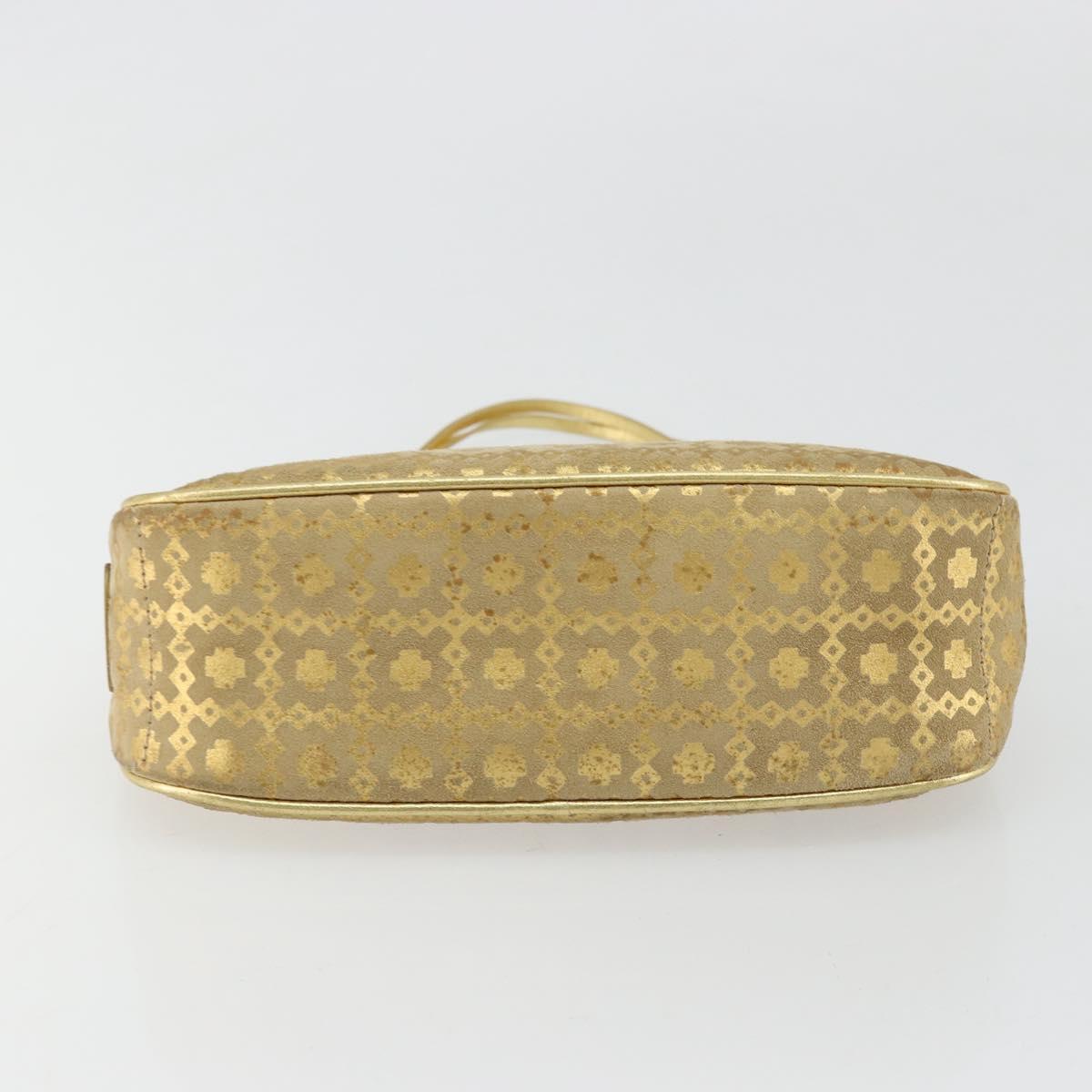 CELINE Shoulder Bag Suede Gold Auth 177291A