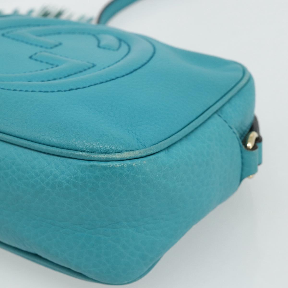 GUCCI Soho Shoulder Bag Leather Light Blue Gold 308364 Auth 177292A