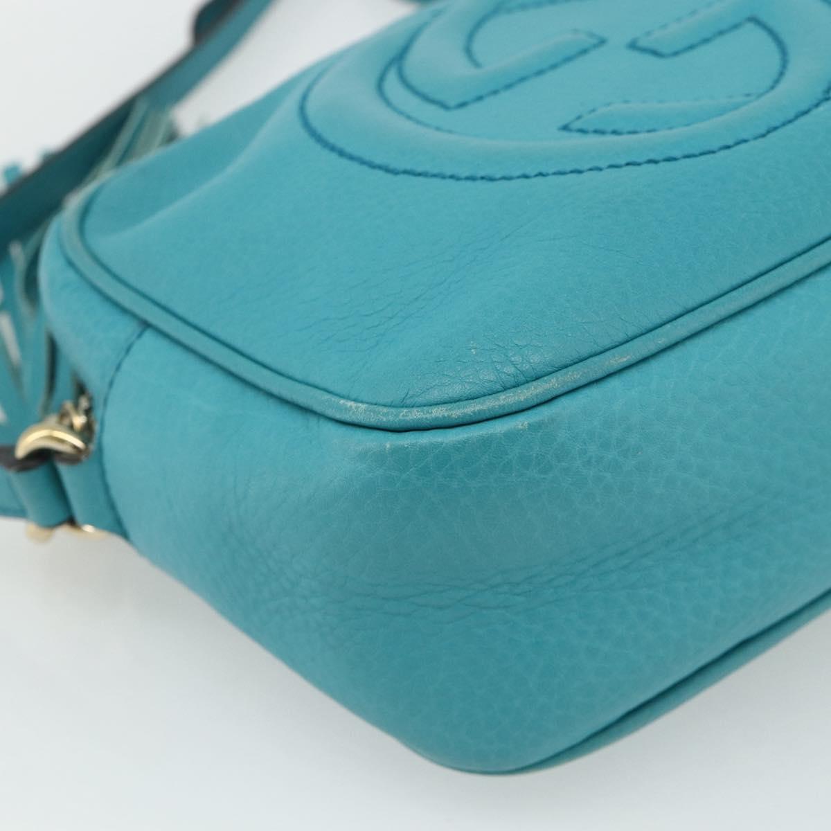 GUCCI Soho Shoulder Bag Leather Light Blue Gold 308364 Auth 177292A