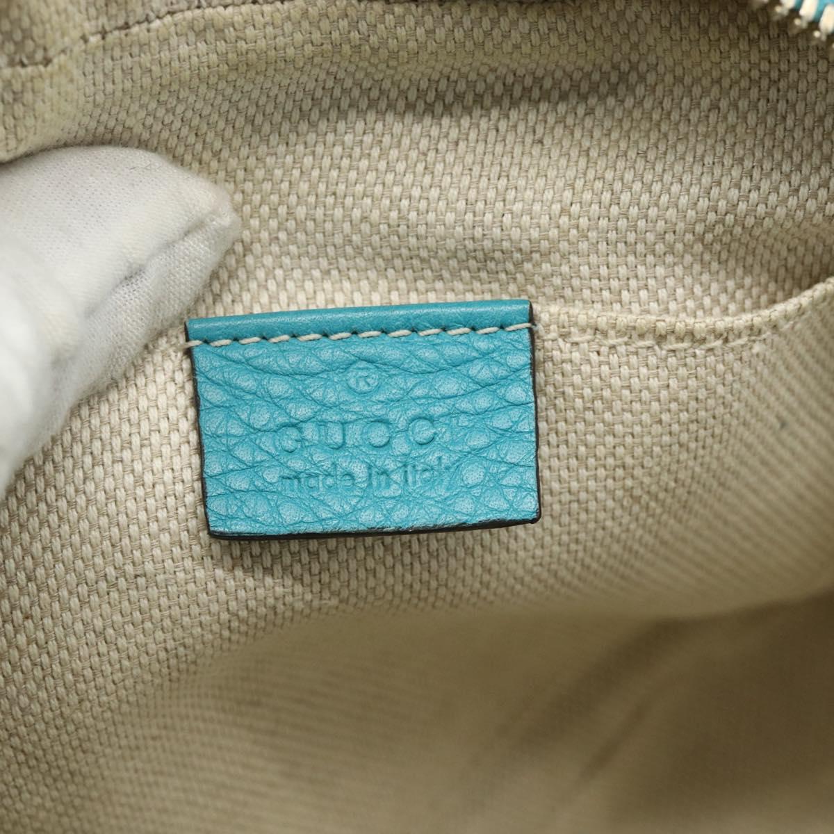 GUCCI Soho Shoulder Bag Leather Light Blue Gold 308364 Auth 177292A