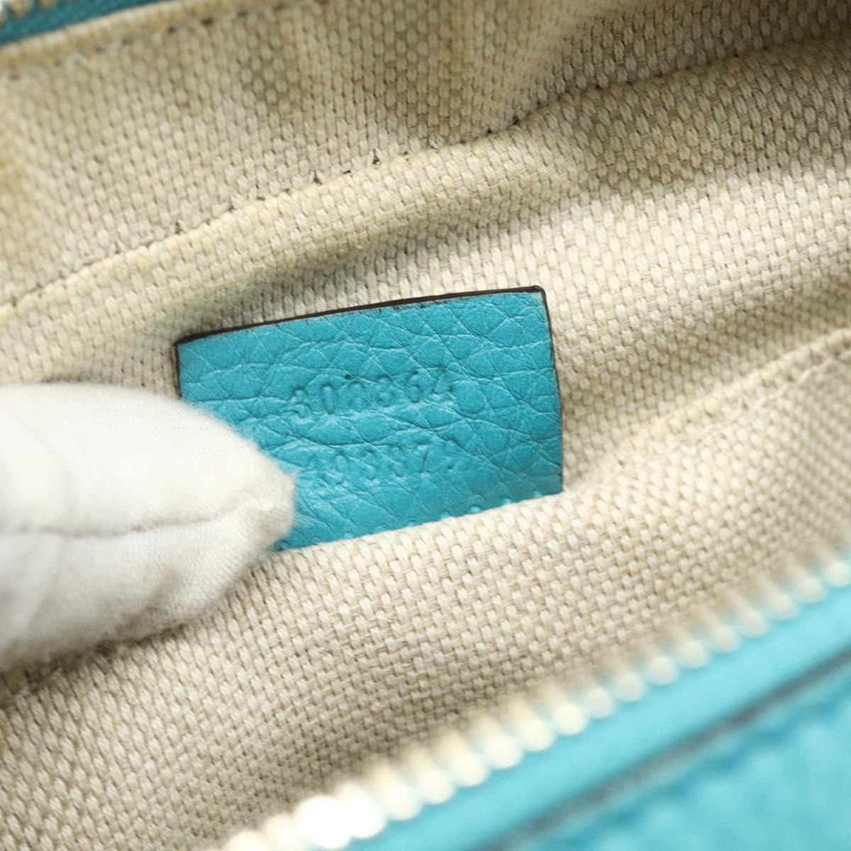 GUCCI Soho Shoulder Bag Leather Light Blue Gold 308364 Auth 177292A
